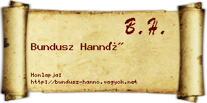 Bundusz Hannó névjegykártya